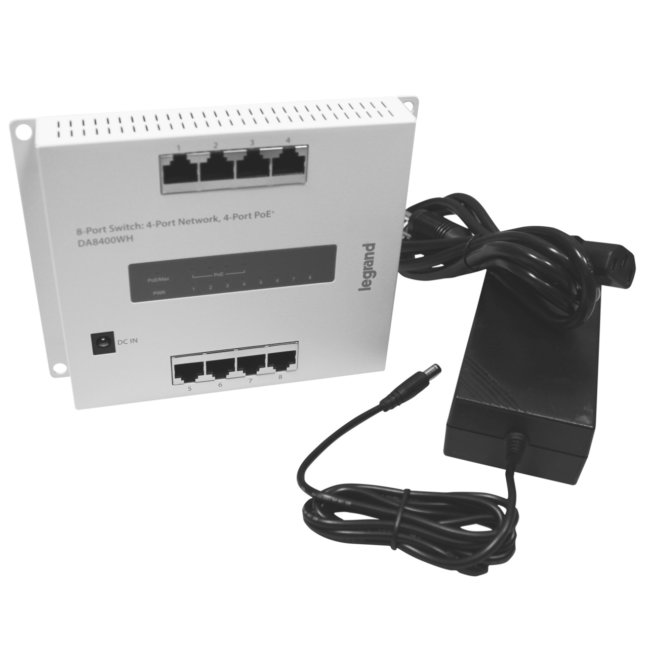 On-Q 8-Port Switch: 4-Port Network, 4-Port PoE
