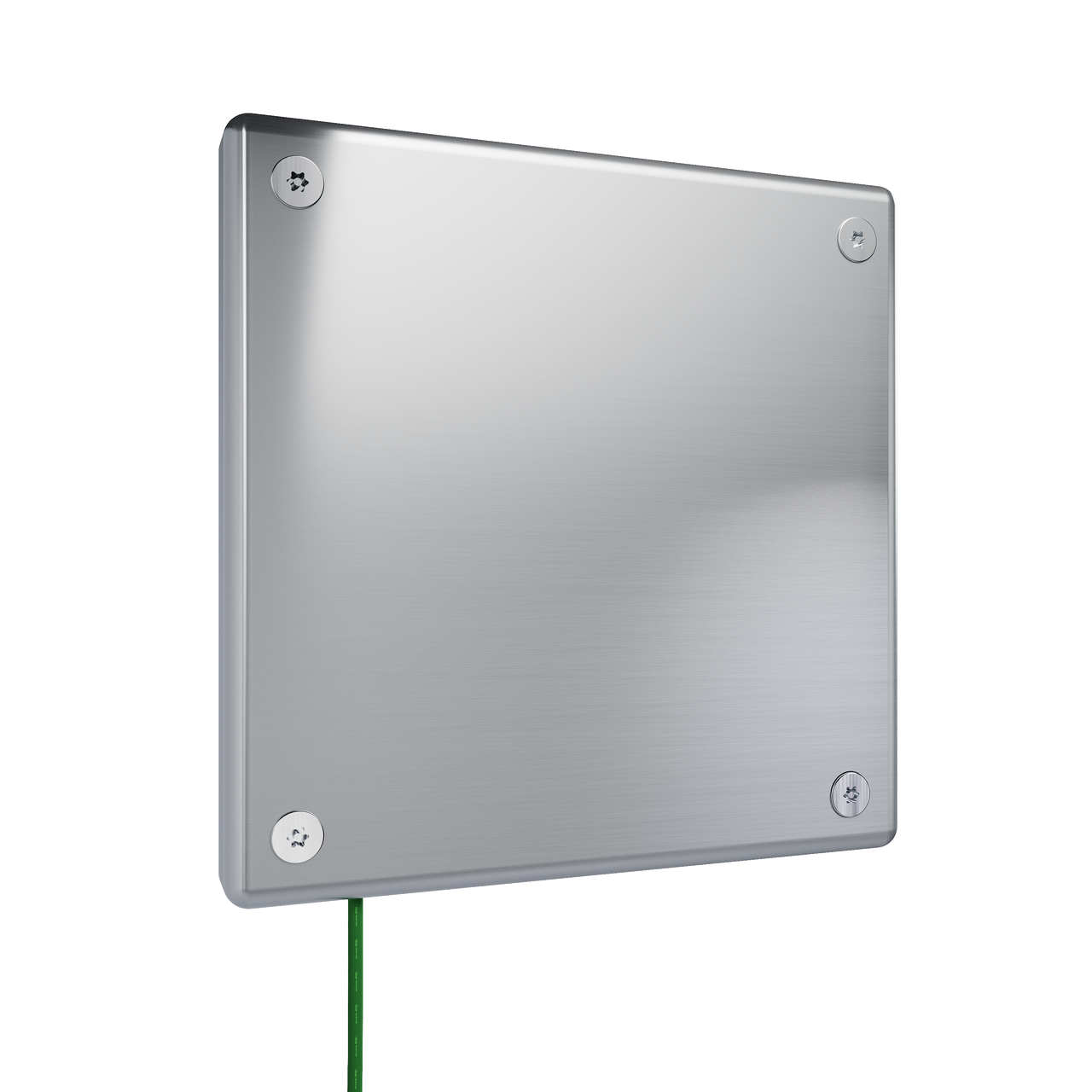 Blank stainless steel single gang wallplate designed for behavioral health or institutional settings.