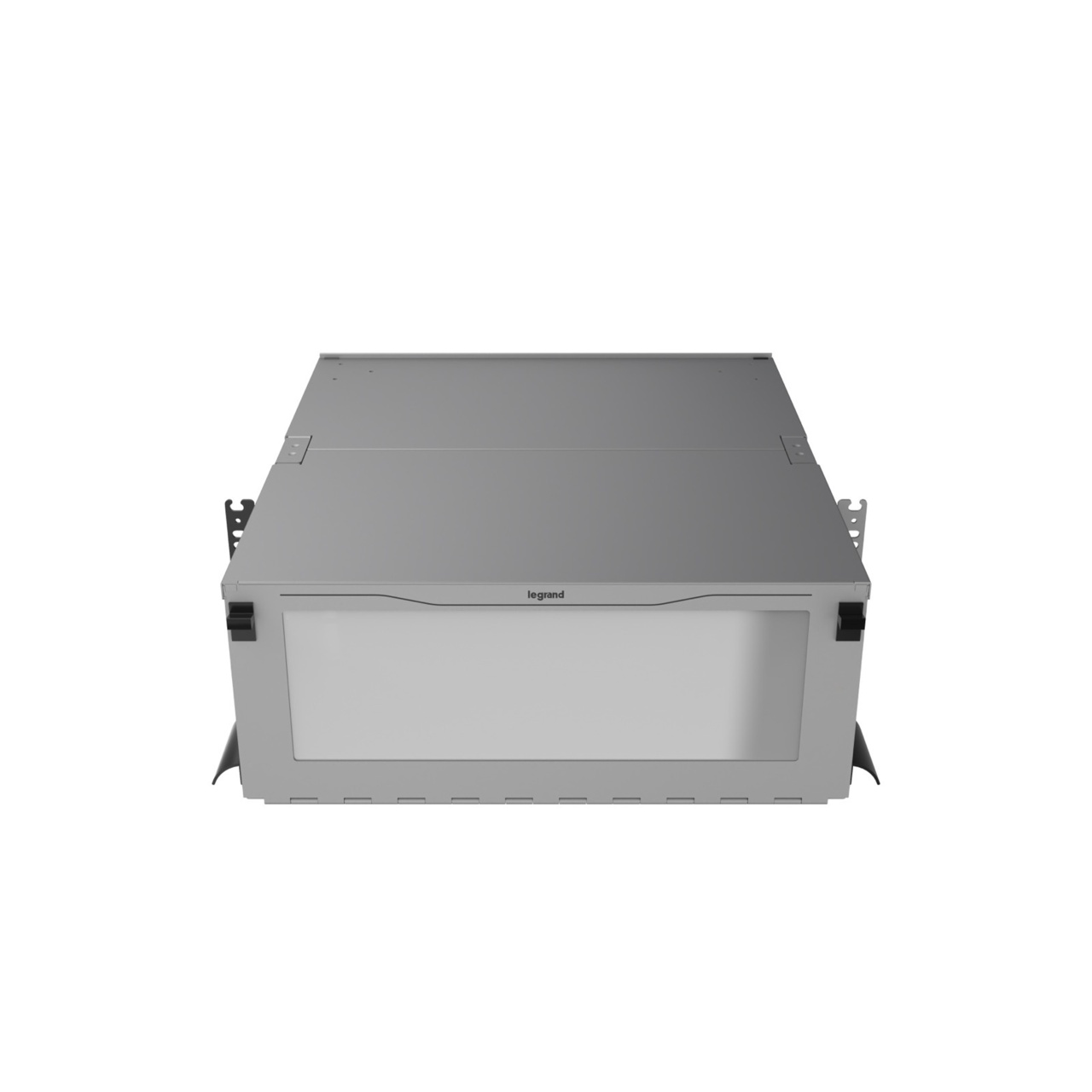Straight, Angled Down, Front View of 4U Q-series HD Magnesium Fiber Enclosure (EQ04U-KHL-M)