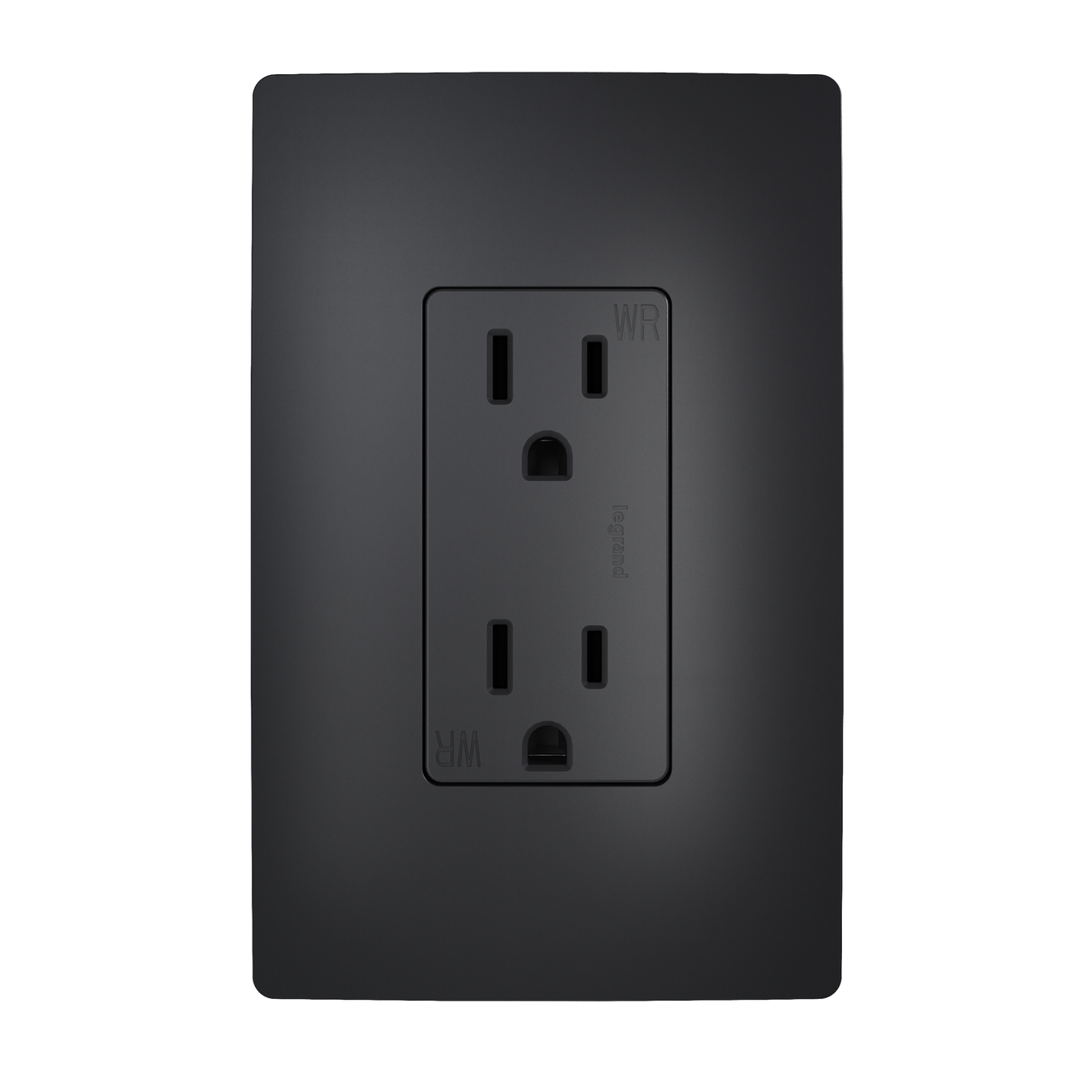 external pressure plated receptacle in black with wall plate