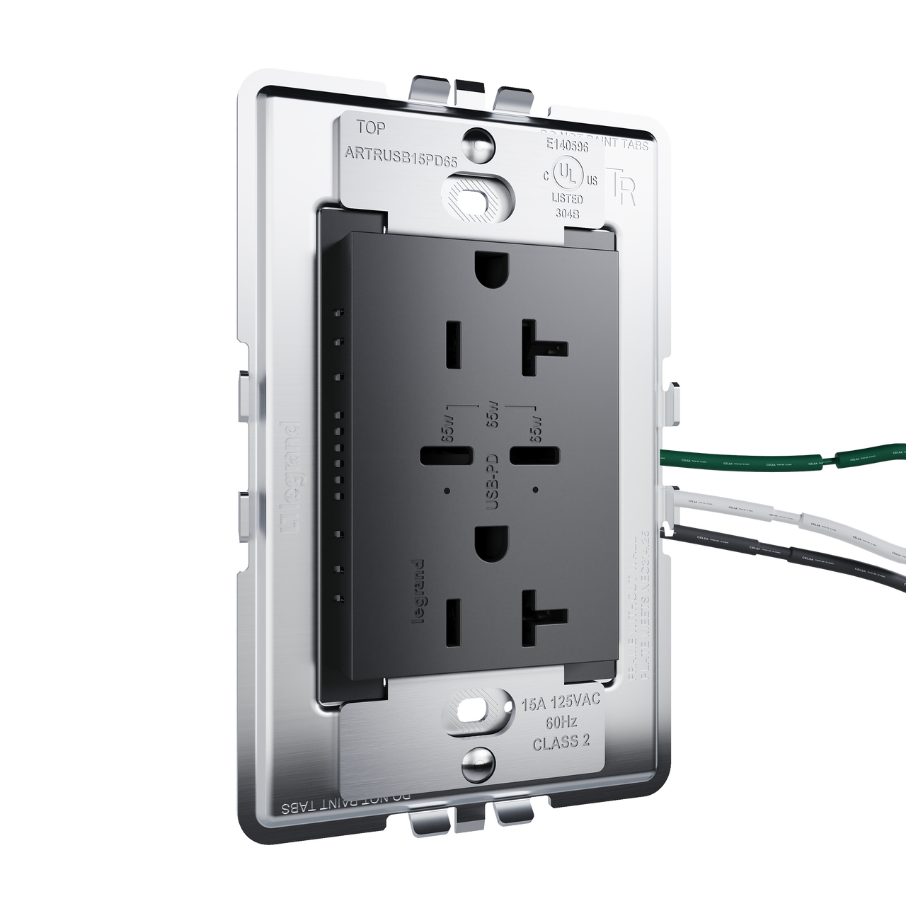 angle view from left of adorne 65w usb in graphite