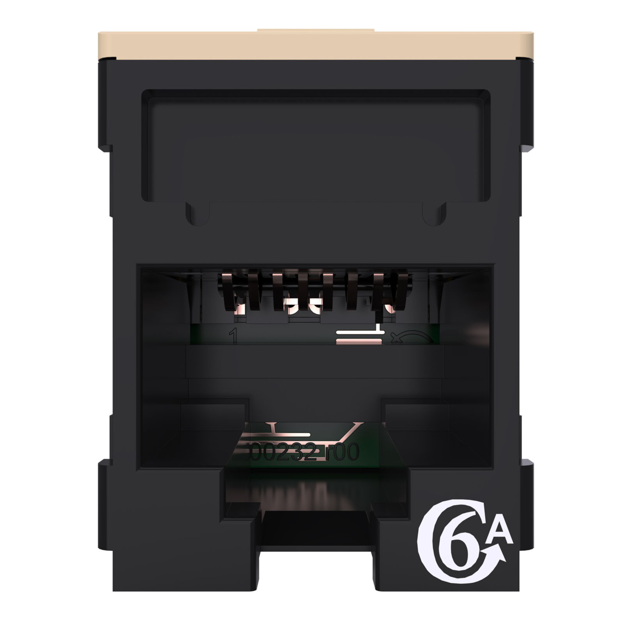 HDJSN6A-00 Black Cat6A SNAP Jack Straight Front View