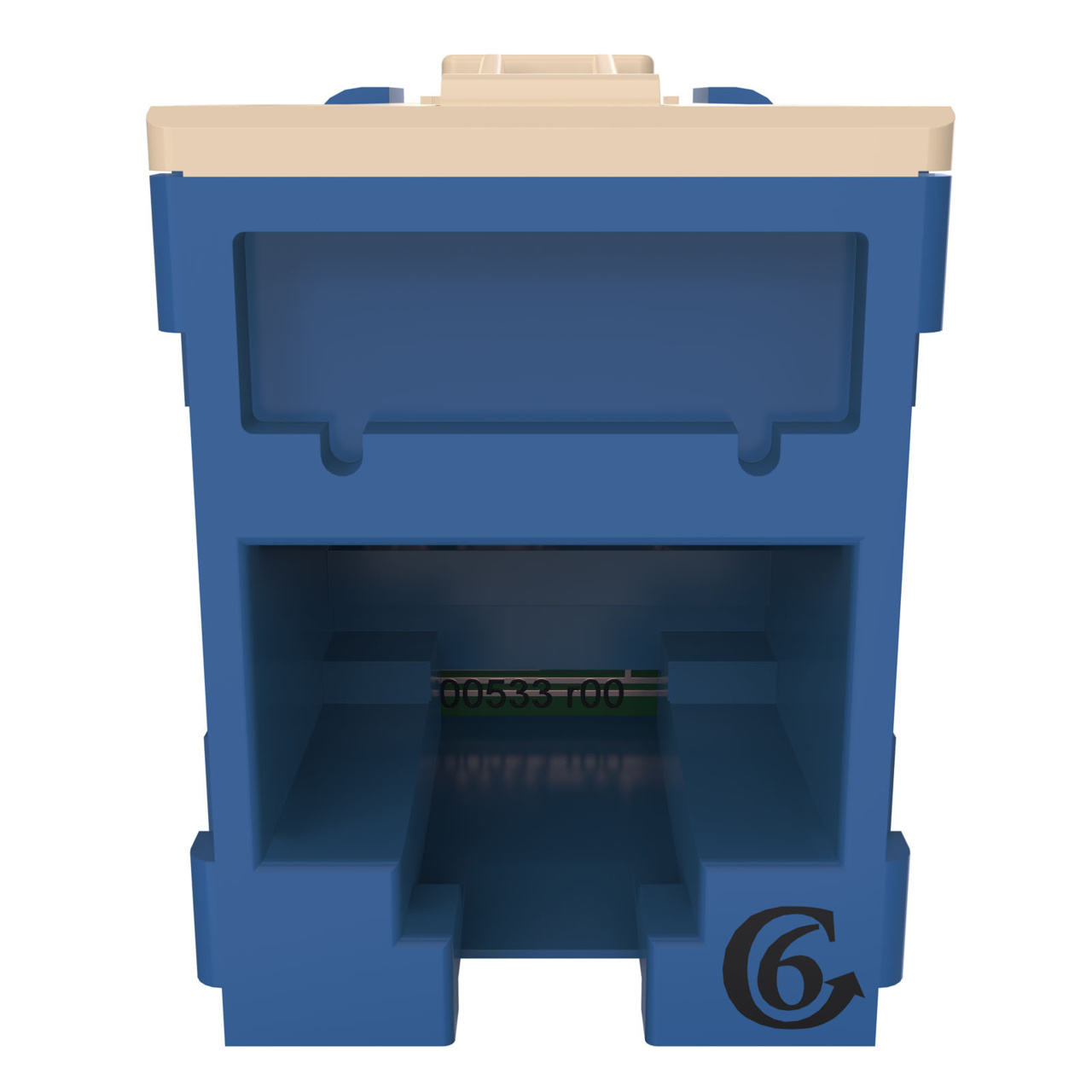 HDJSN6-36 Blue Cat6 SNAP Jack Straight Front Angle Down View
