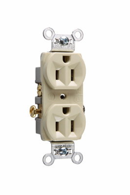 Leviton Ivory Duplex Outlet – 15A 125V, T-Slot, Flush Mount – Perfect For Home & Office