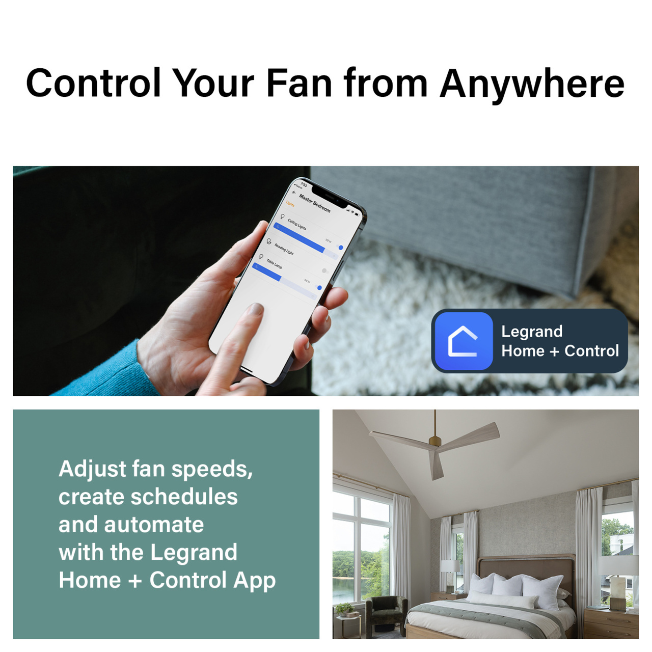 adorne® Wired Remote Smart Fan Controller with Netatmo, White