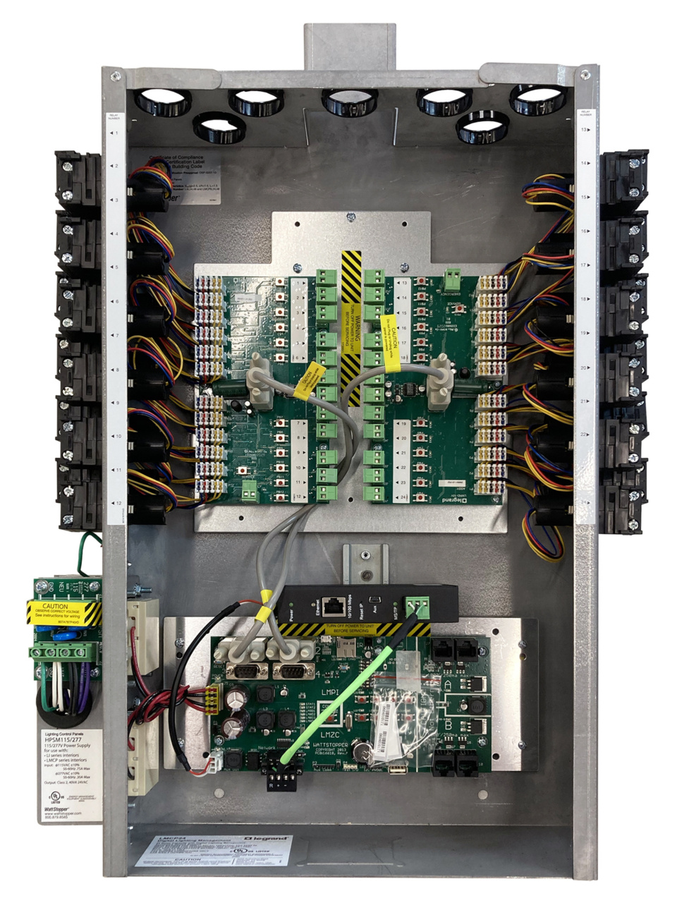 inside of LMCP panel w/24-relay max capa city