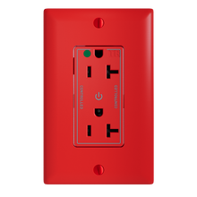 20A 125V Heavy Duty Hospital-Grade Tamper-Resistant Dual Controlled  Plugload Decorator Duplex Receptacle, Back and Side Wire, Red 20A 125V Heavy Duty Hospital-Grade Tamper-Resistant Dual Controlled  Plugload Decorator Duplex Receptacle, Back and Side Wire, Red