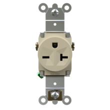 250V Tamper-Resistant Heavy Duty Spec Grade Single Receptacle with Back and Side Wire Connections, 20A, Ivory