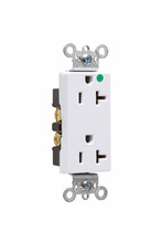 20A 125V Heavy Duty Hospital-Grade Decorator Duplex Receptacle, White 20A 125V Heavy Duty Hospital-Grade Decorator Duplex Receptacle, White