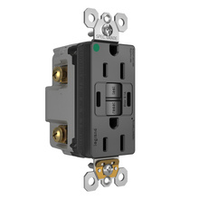 Discontinued - Discontinued - radiant® 15A Hospital Grade Tamper Resistant Self Test GFCI USB Type C/C Outlet Black