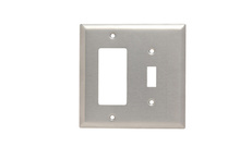 Combination Openings, 1 Toggle Switch and 1 Decorator, Two Gang, 302/304 Stainless Steel