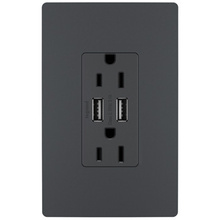 radiant® 3.1A USB Outlet, Type A, 15A, Tamper-Resistant, Graphite