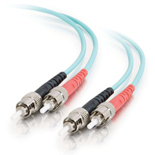 Discontinued - 3.3ft (1m) ST-ST 10Gb 50/125 OM3 Duplex Multimode Fiber Optic Cable (TAA Compliant) - Aqua