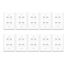 1-Gang, 4-Port Wall Plate, White, 10-Pack