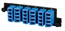 High Density 6-LC Quad (24 fibers) single mode, blue adapters. High Density 6-LC Quad (24 fibers) single mode, blue adapters.