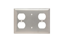 3-Gang 302/304 Stainless Steel Wall Plate, 1 Duplex Receptacle, 1 Blank, 1 Duplex Receptacle 3-Gang 302/304 Stainless Steel Wall Plate, 1 Duplex Receptacle, 1 Blank, 1 Duplex Receptacle