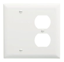 2-Gang Thermoset Wall Plate, 4 Blank, 1 Duplex Receptacle, White 2-Gang Thermoset Wall Plate, 4 Blank, 1 Duplex Receptacle, White