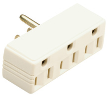 15A/125V Plug-in Adapter, 2 Pole, 3 Wire,  Ivory