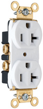 20A 125V Heavy Duty Spec-Grade Duplex Receptacle, Back and Side Wire, White 20A 125V Heavy Duty Spec-Grade Duplex Receptacle, Back and Side Wire, White