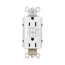 radiant® Tamper-Resistant 15A Duplex Self-Test GFCI Receptacles with Audible Alarm and SafeLock® Protection, White
