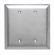 Jumbo 2-Gang 302/304 Stainless Steel Wall Plate, Blank, Box Mounted