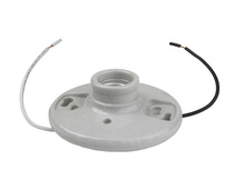 Porcelain Medium Base Lampholder 2-Terminal with 6-inch leads 250V, White Porcelain Medium Base Lampholder 2-Terminal with 6-inch leads 250V, White