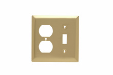 Discontinued - Discontinued - Combination Wall Plate, 1 Toggle Switch and 1 Duplex Receptacle, Two Gang, Polished Brass