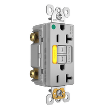Hospital Grade Amber Power-Indicating LED Tamper-Resistant 20A Duplex Self-Test GFCI Receptacles with SafeLock® Protection, Gray Hospital Grade Amber Power-Indicating LED Tamper-Resistant 20A Duplex Self-Test GFCI Receptacles with SafeLock® Protection, Gray
