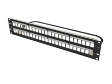 Clarity 48-Port, 2RU Shielded High Density Jack, Unloaded Flat Panel - Black Clarity 48-Port, 2RU Shielded High Density Jack, Unloaded Flat Panel - Black