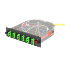 LM2 Cassette, 12 Fiber, LCA Duplex (6), Single-Mode (OS2) to 1 Meter, 900um Tight Buffer Pigtail LM2 Cassette, 12 Fiber, LCA Duplex (6), Single-Mode (OS2) to 1 Meter, 900um Tight Buffer Pigtail