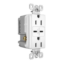 15W Spec Grade USB Outlet, Type C, 15A, Tamper-Resistant, White