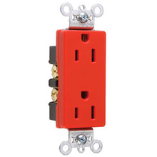 15A 125V Heavy Duty Spec-Grade Decorator Duplex Receptacle, Back and Side Wire, Red