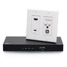 HDMI® HDBaseT + USB-C®, 3.5mm, and USB-B to A over Cat Extender Wall Plate Transmitter to Box Receiver - 4K 60Hz HDMI® HDBaseT + USB-C®, 3.5mm, and USB-B to A over Cat Extender Wall Plate Transmitter to Box Receiver - 4K 60Hz