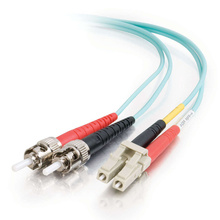 Discontinued - 9.8ft (3m) LC-ST 10Gb 50/125 OM3 Duplex Multimode Fiber Optic Cable (TAA Compliant) - Aqua