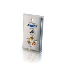 Discontinued - VGA, 3.5mm Audio, Composite Video and RCA Stereo Audio Pass Through Single Gang Wall Plate - Stainless Steel