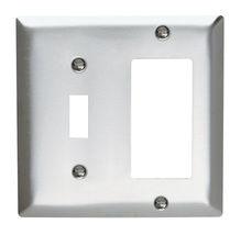 Combination Openings, 1 Toggle Switch and 1 Decorator, Two Gang, 302/304 Stainless Steel