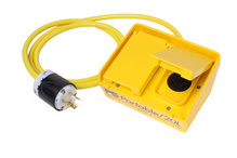 Discontinued - Turnlok® Portable GFCI Auto Reset Box with two Straight Blade Outlets, one Turnlok® Outlet, and Cord with Turnlok® Plug
