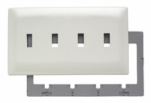 Discontinued - Discontinued - Four Gang Toggle Screwless Wall Plate with Plastic Sub-plate, Light Almond