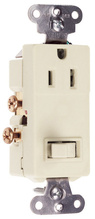 Discontinued - Discontinued - 15A, 120/125V Decorator Combination Single-Pole Switch and Single Receptacle, Light Almond - Sub 691TRLA