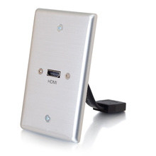 HDMI® Pass Through Single Gang Wall Plate - Brushed Aluminum HDMI® Pass Through Single Gang Wall Plate - Brushed Aluminum