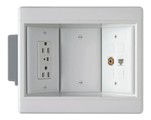 Three-Gang Recessed TV Box Kit, White