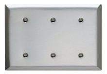 3-Gang 302/304 Stainless Steel Wall Plate, Blank, Strap Mounted