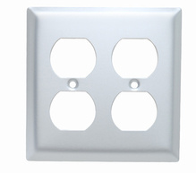 2-Gang Aluminum Wall Plate, 2 Duplex Receptacle Openings 2-Gang Aluminum Wall Plate, 2 Duplex Receptacle Openings