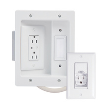 In Wall TV Power Kit with Surge Protective Outlet White In Wall TV Power Kit with Surge Protective Outlet White
