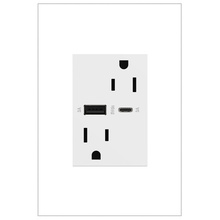 adorne® 15W USB Outlet, Type A/C, 15A, Tamper-Resistant, Plus-Size, White adorne® 15W USB Outlet, Type A/C, 15A, Tamper-Resistant, Plus-Size, White