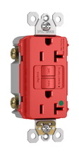 Hospital Grade 20A Duplex Self-Test GFCI Receptacles with SafeLock® Protection, Red Hospital Grade 20A Duplex Self-Test GFCI Receptacles with SafeLock® Protection, Red