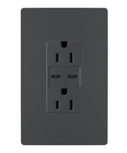 radiant® 15W USB Outlet, Type C, 15A, Tamper-Resistant, Graphite