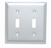 2-Gang Aluminum Wall Plate, 2 Toggle Switch Openings