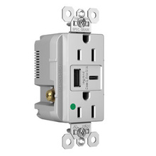 3.1A 15W Hospital Grade USB Outlet, Type A/C, 15A, Tamper-Resistant, Gray 3.1A 15W Hospital Grade USB Outlet, Type A/C, 15A, Tamper-Resistant, Gray