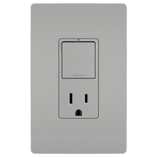 radiant® Single Pole/3-Way Switch with 15A Tamper-Resistant Outlet, Gray